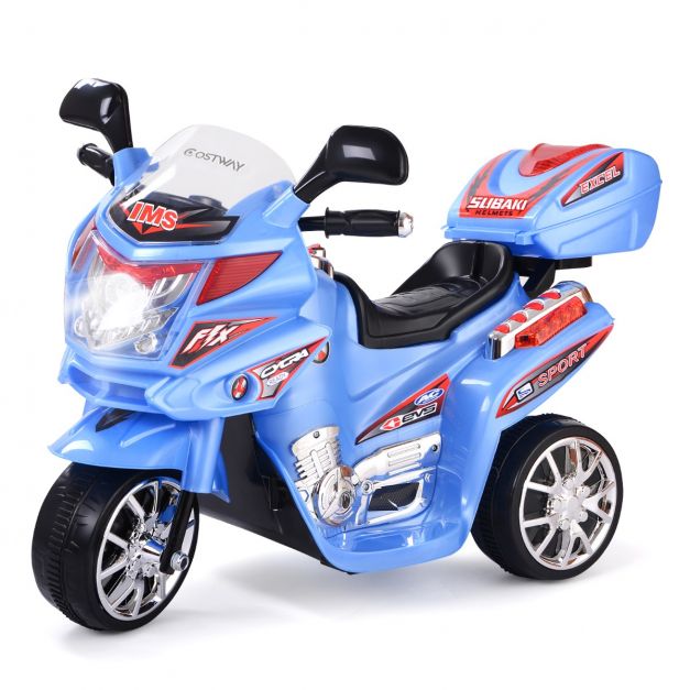 GIANTEX - Moto/scooter électrique 6v pour enfant - side car - 2,5 km/h,  phare led- 3 à 8 ans - bleu - Véhicule électrique pour enfant - Rue du  Commerce