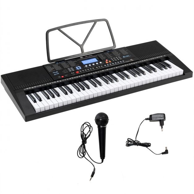 Clavier Piano Electrique 61 Touches avec Stand Microphone Ecran  Haut-parleur Amplificateur - Costway