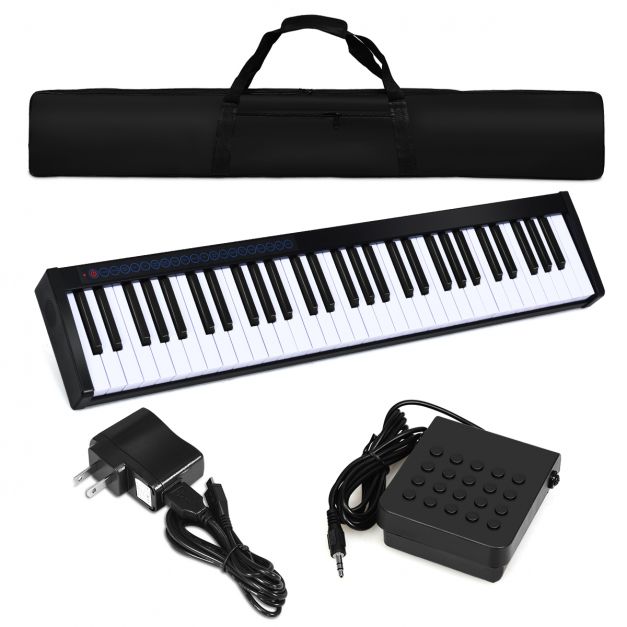 Piano Numérique 61 Touches Pliable avec 128 Sons & 128 Rythmes Clavier  Électronique Portable avec Fonction Bluetooth Haut-Parleurs & Pédale de  Sustain - Costway