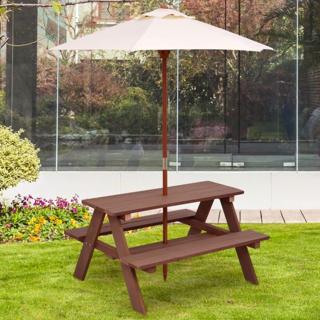 Ensemble Table Et Bancs Extérieur Enfant Pinolino – Bois Naturel, 105 Cm