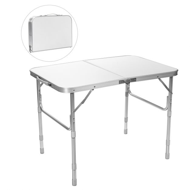 Table de Camping Pliable en Aluminium avec Poignée de Transport Table  d'Extérieur Réglable en Hauteur à 3 Positions - Costway