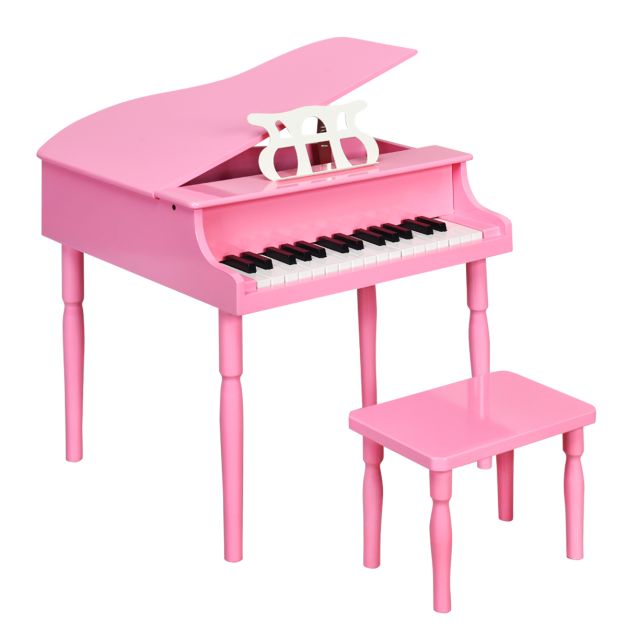 Piano Numérique 30 Touches pour Enfants avec Tabouret & Pupitre Clavier  Electronique en Bois de Bouleau pour Enfants de 3-8 Ans Rose - Costway