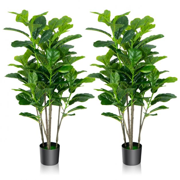 Lot de 2 Plante Artificiel Figuier 140cm Feuillage Luxuriant Ficus