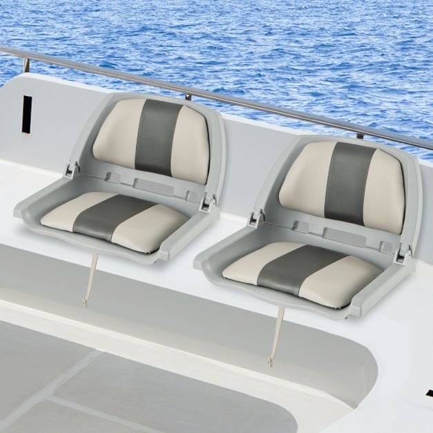 Deckpro Deluxe Siège de bateau à dossier haut pliable Gris/rouge : Aazon.ca