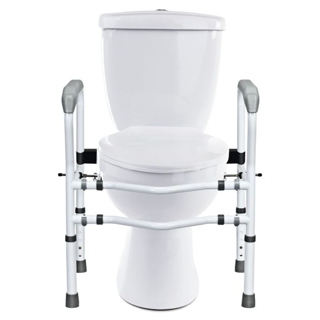 Costway cadres de sécurité pour toilettes pour personnes âgées, rehausseur  toilette adulte avec hauteur 65,5-78 cm largeur 62-68 cm sangle, barre  d'appui pour toilettes pour handicapées - Conforama
