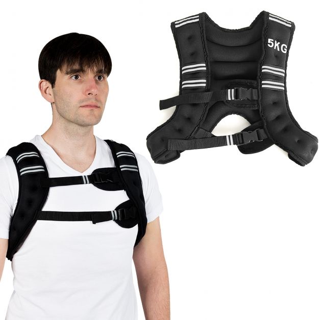 Gilet Lesté de 5KG Réglable pour Poids Entrainement et Musculation Exercice  Noir - Costway