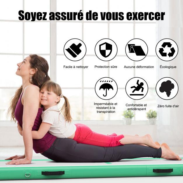 Gym Airtrack 3m - Tapis de gym gonflable avec pompe électrique