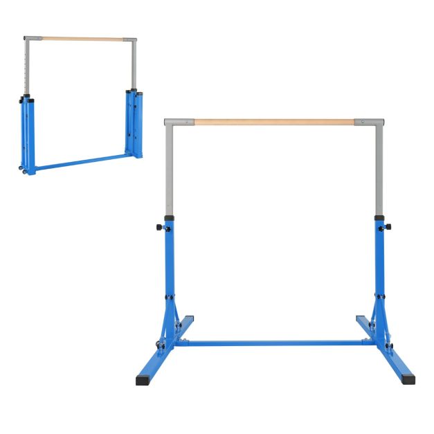 Barre de Gymnastique Pliable pour Enfants avec 13 Hauteurs Réglables  (90-150cm) Barre d'Entraînement Junior avec Structure Triangulaire Charge  100kg