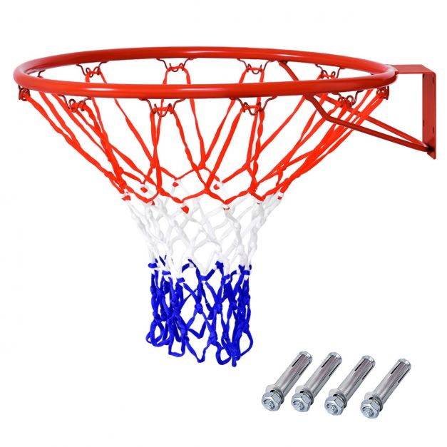 Panier de Basket-ball avec Filet de Rechange 46CM en PE Durable Montage  Mural/sur Porte 4 Vis Expansion Intérieur/Extérieur - Costway