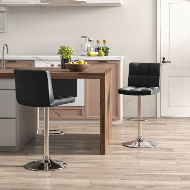 Klihome Tabouret de bar rond, avec structure métallique, repose-pieds, pour bar îlot cuisine salle à manger