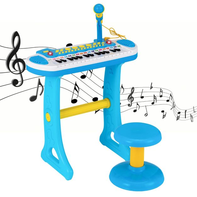 Piano pour Enfants de 3+ Ans avec 31 Touches Tabouret Microphone