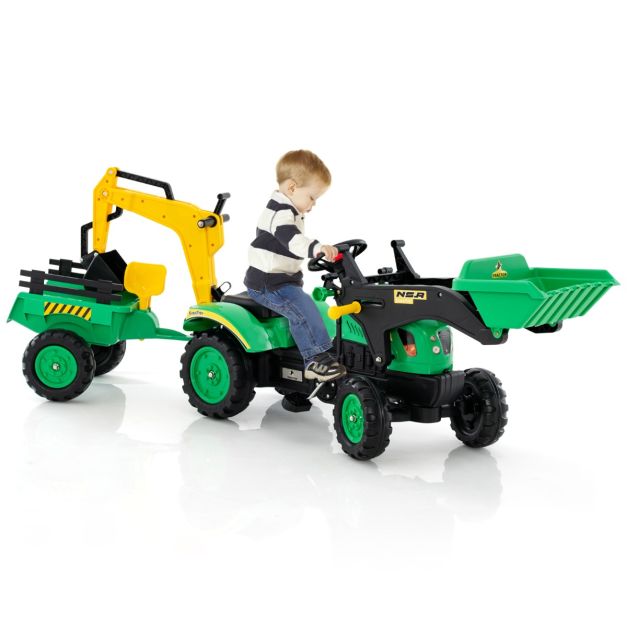 Voiture-jouet pour enfants tracteur six roues cheminée siège spacieux et ceinture  de sécurité à deux points télécommandée intelligemment rouge - Conforama