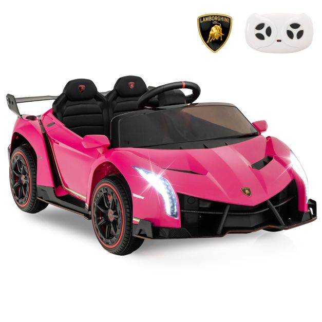 12V Lamborghini Voiture Electrique Enfants avec Télécommande 2,4G Véhicule  Electrique avec Lumières LED & Musique Charge 30kg pour 3-8 Ans Rose/Noir -  Costway