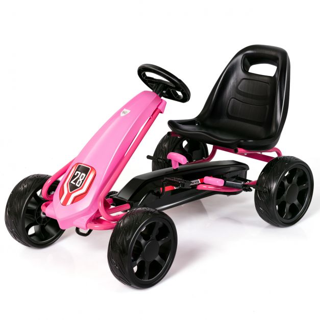 Costway voiture à pédales pour enfants, rose, go-kart enfants avec frein et  embrayage siège réglable - Conforama
