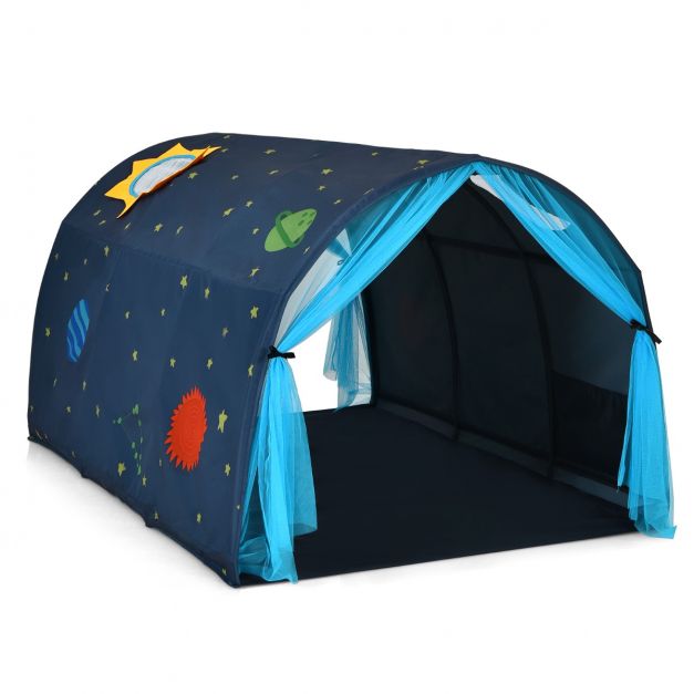 Tente de Lit Enfants Tente de Rêve Portable avec Double Rideau en Maille  Sac de Transport 144 x 102 x 82 CM Violet - Costway