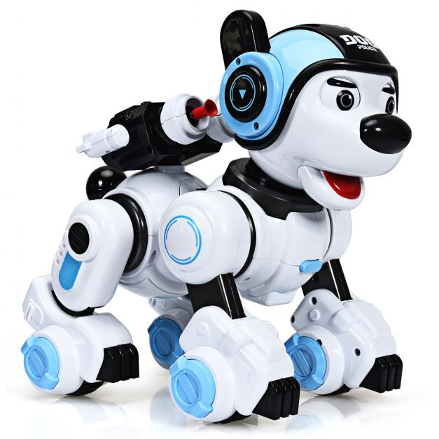 Robot Chien Intelligent Télécommandé Danse Chante et Tire 6 Ans et Plus  Recharge USB - Costway