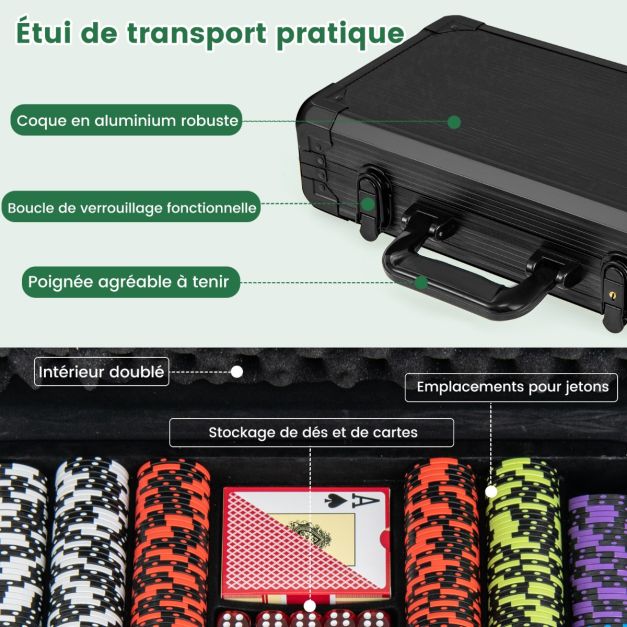 Mallette de Poker Alu 300 jetons Noir Jeu de carte pour 2 joueurs ou plus | Leroy Merlin