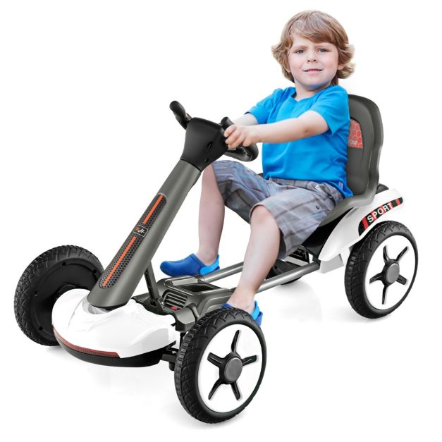 Kart à Pédale Pliable Enfants avec Siège & Volant Réglables Kart