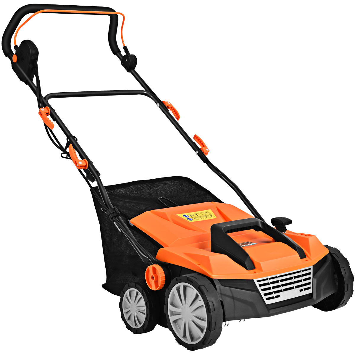 Costway Déchaumeuse de Pelouse 2 en 1 Scarificateur Électrique Filaire avec Double Interrupteur de Sécurité Réglable à 4 Positions Orange