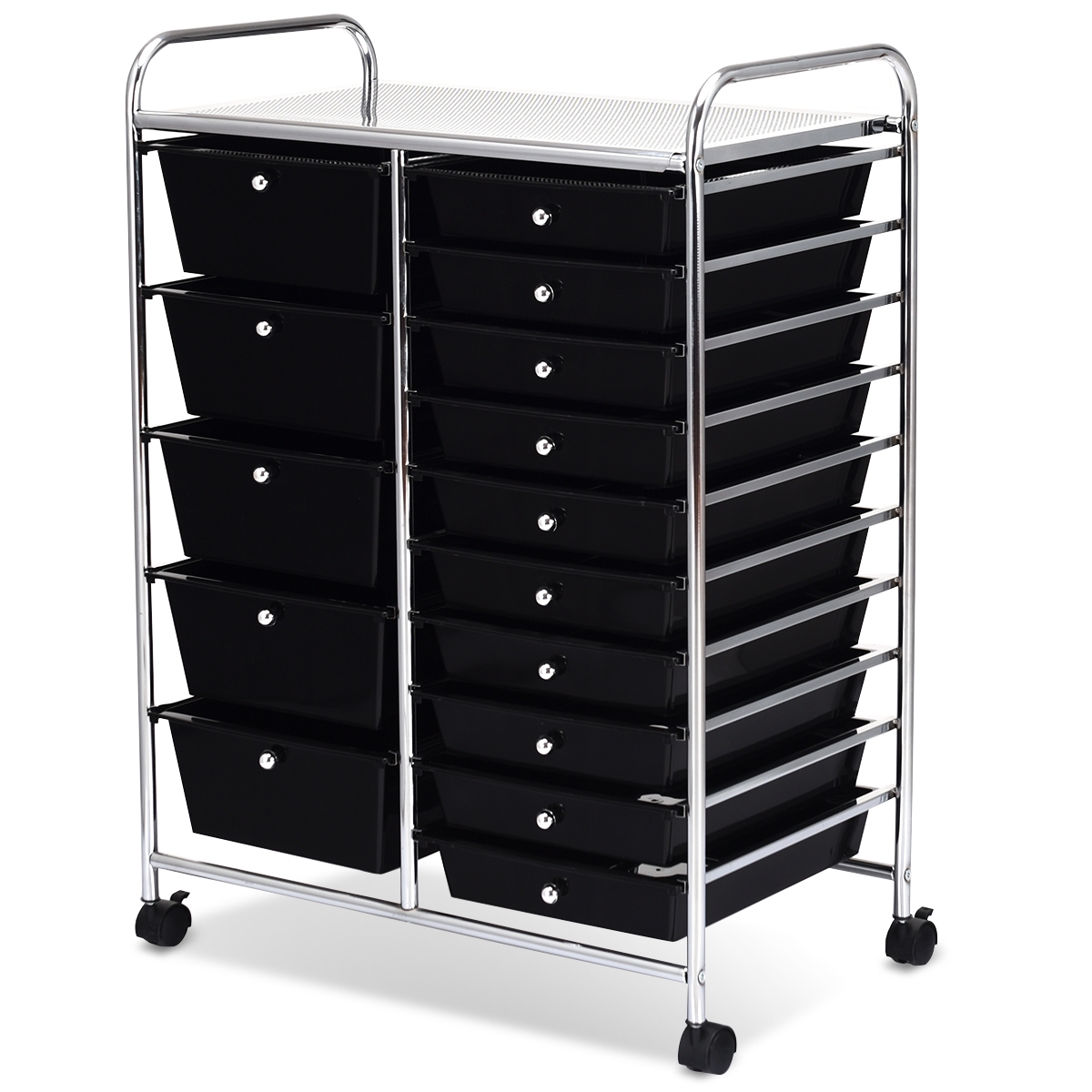 Costway Chariot de Rangement Roulant 10 Tiroirs Amovibles Desserte pour Bureau Classeur à Roulettes, 63x37x87cm, Noir