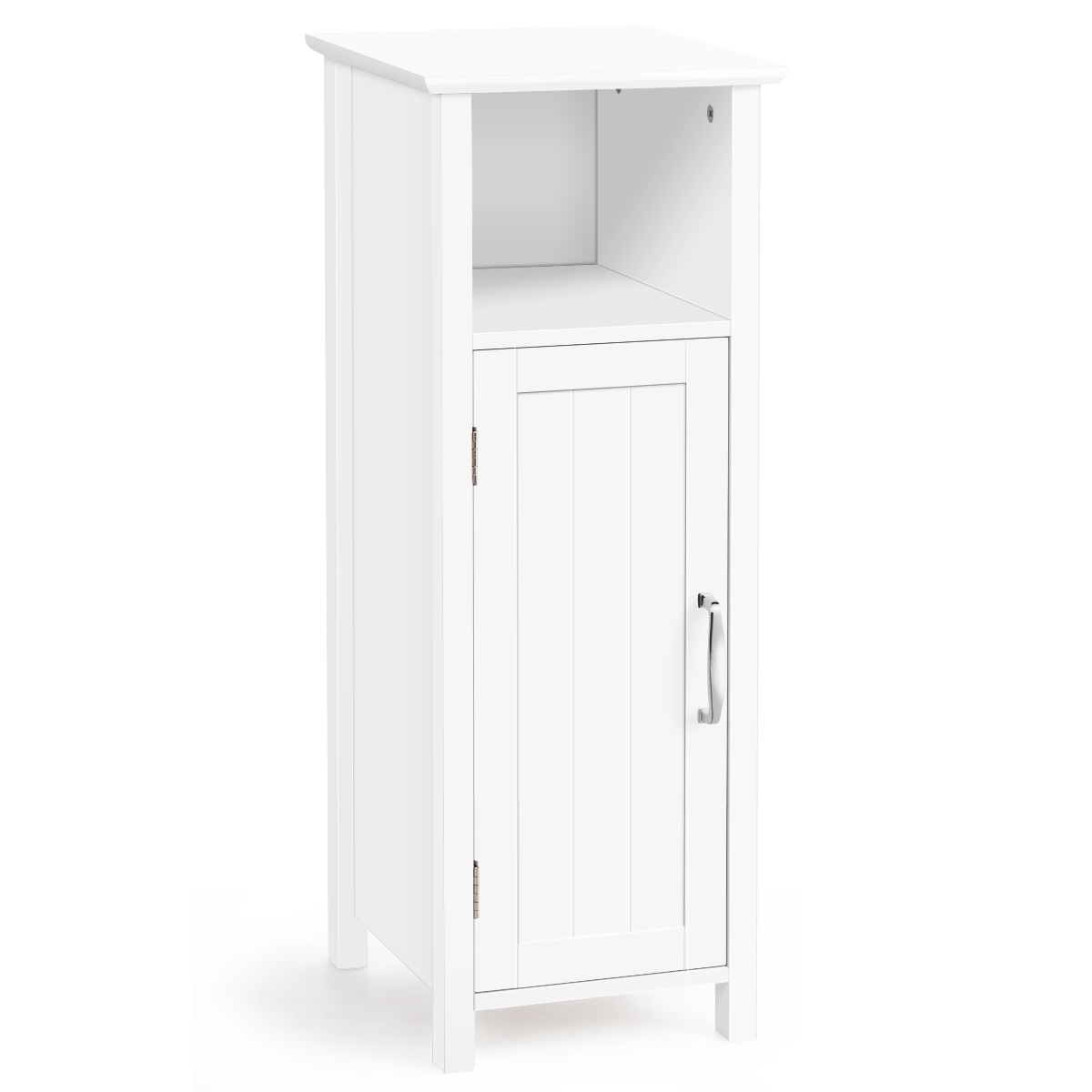 Costway Armoire de Salle de Bains avec Etagère Réglable en Hauteur et 1 Porte pour Toilettes en Bois 30x30x80cm Blanc