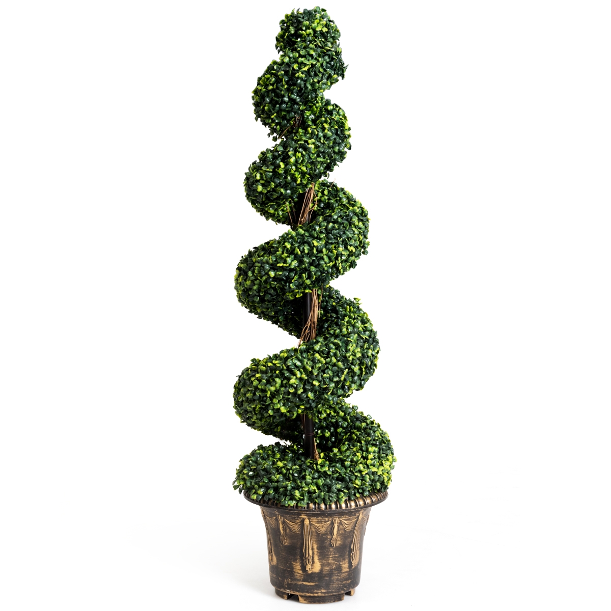 120 cm De buis artificiel -arbres style spirale en buis Effet topiaire Coffre en bois véritable idéal pour une utilisation en extérieur.