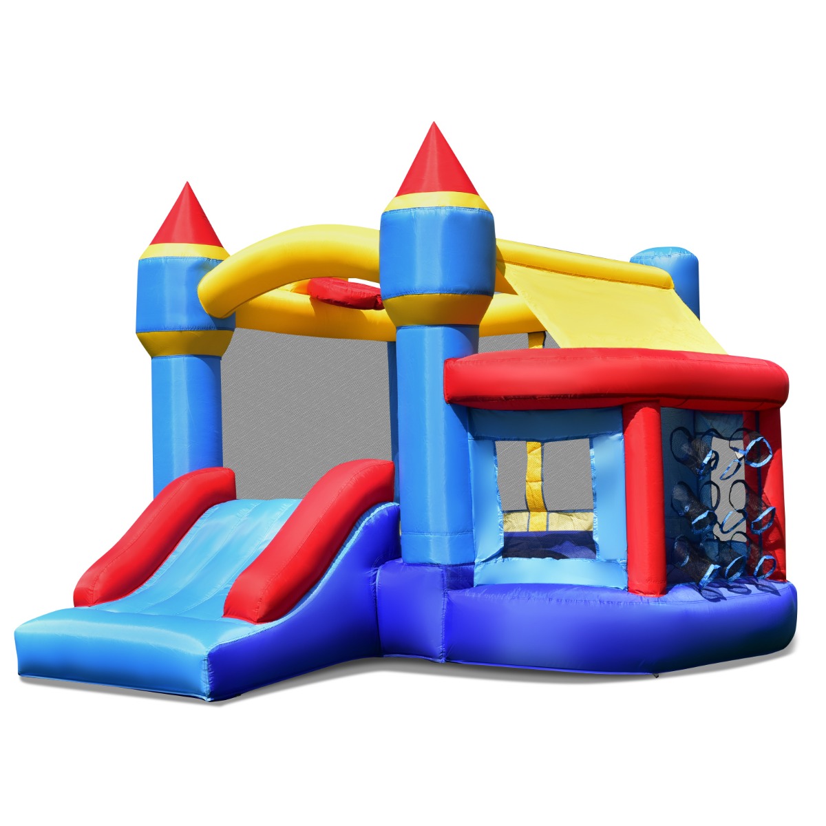 Costway Château Gonflable Multifonctions pour Enfants avec Toboggan Piscine à Balles et Aire de Saut Souffleur Non-Inclus