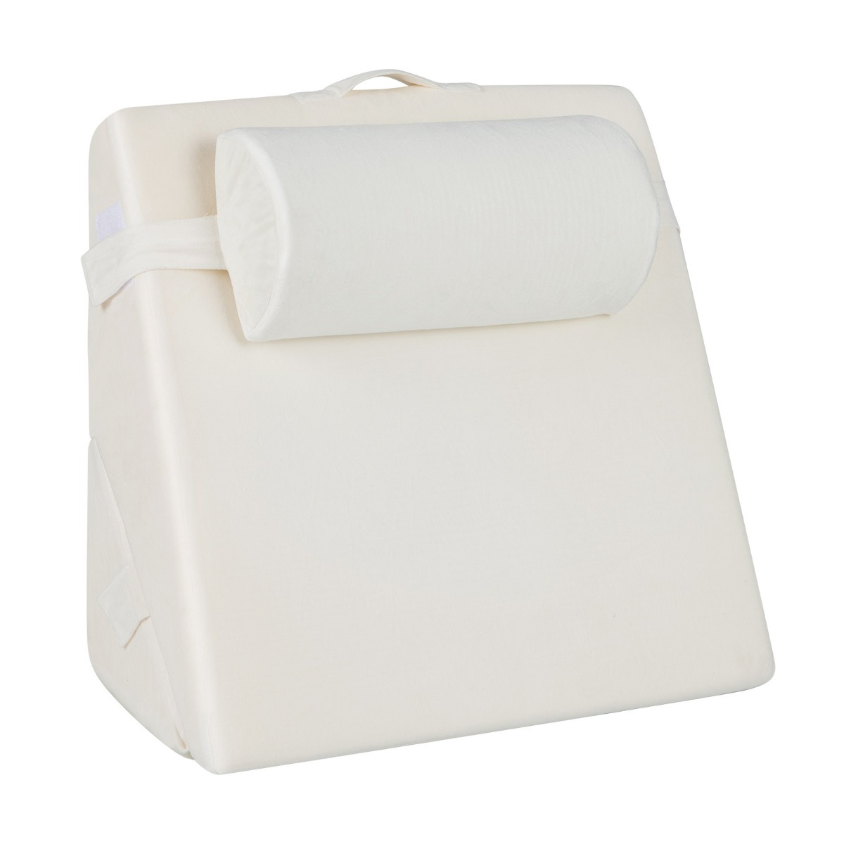 Costway Oreiller de Lecture en Mousse à Mémoire Coussin Triangle avec Housse Amovible et Appui-tête Réglable Design 12 en 1 Blanc