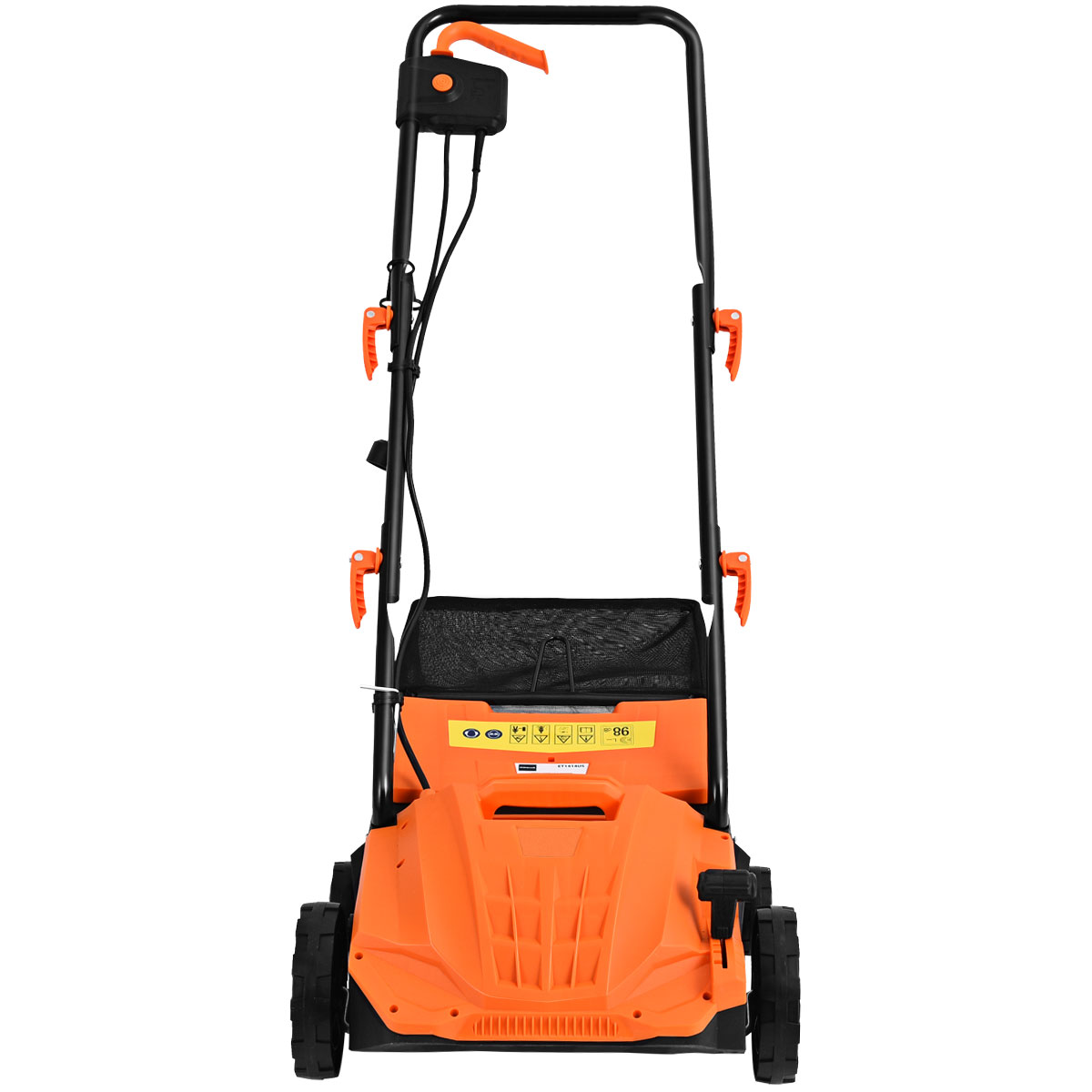 Costway Scarificateur de Pelouse Électrique de 12A avec Verrouillage de Sécurité Profondeur à 3 Niveaux Sac de 40 L Scarificateur Orange