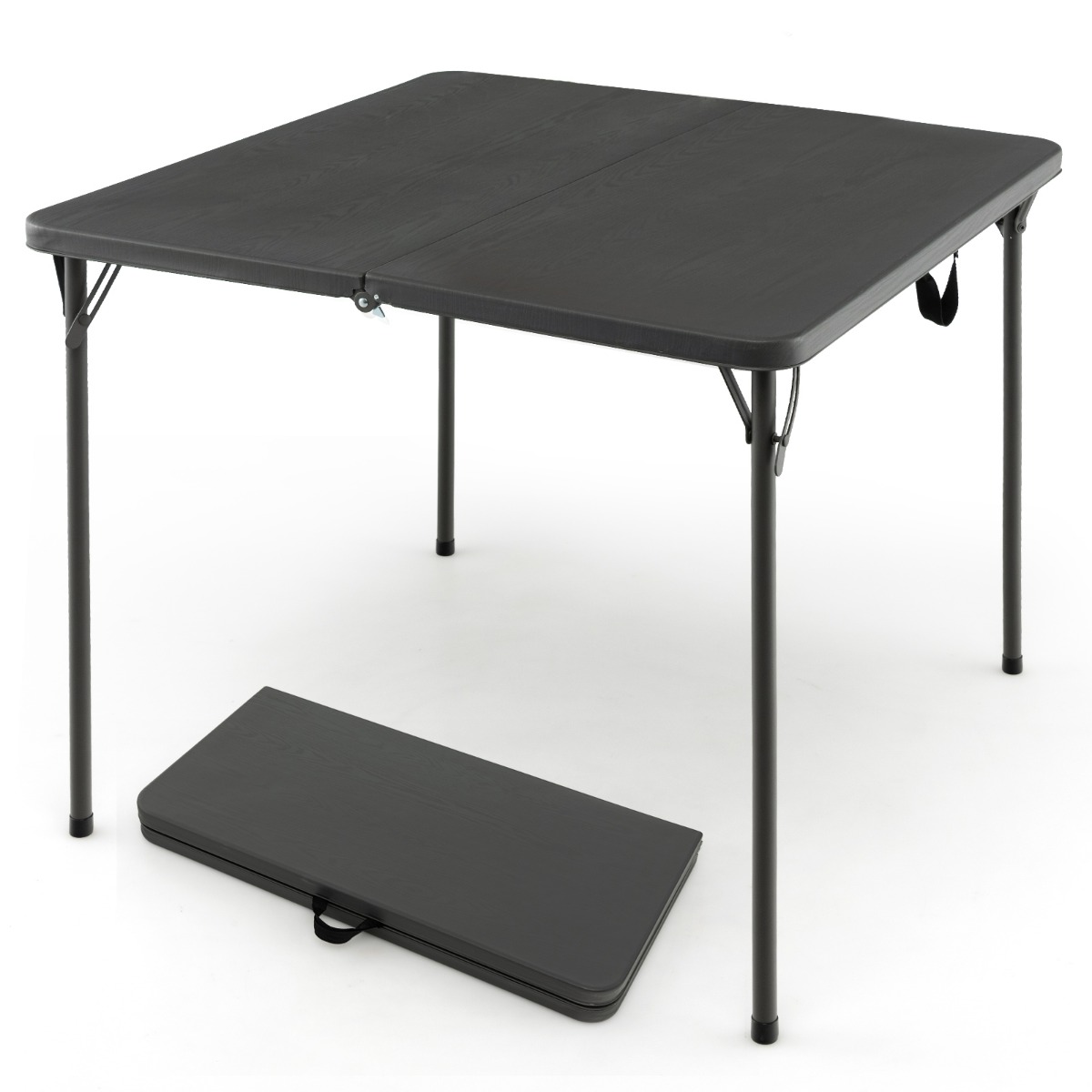 Costway Table de Camping Pliante Table de Pique-Nique Portable avec Plateau en HDPE Résistant aux Intempéries et Cadre en Métal Antirouille Gris