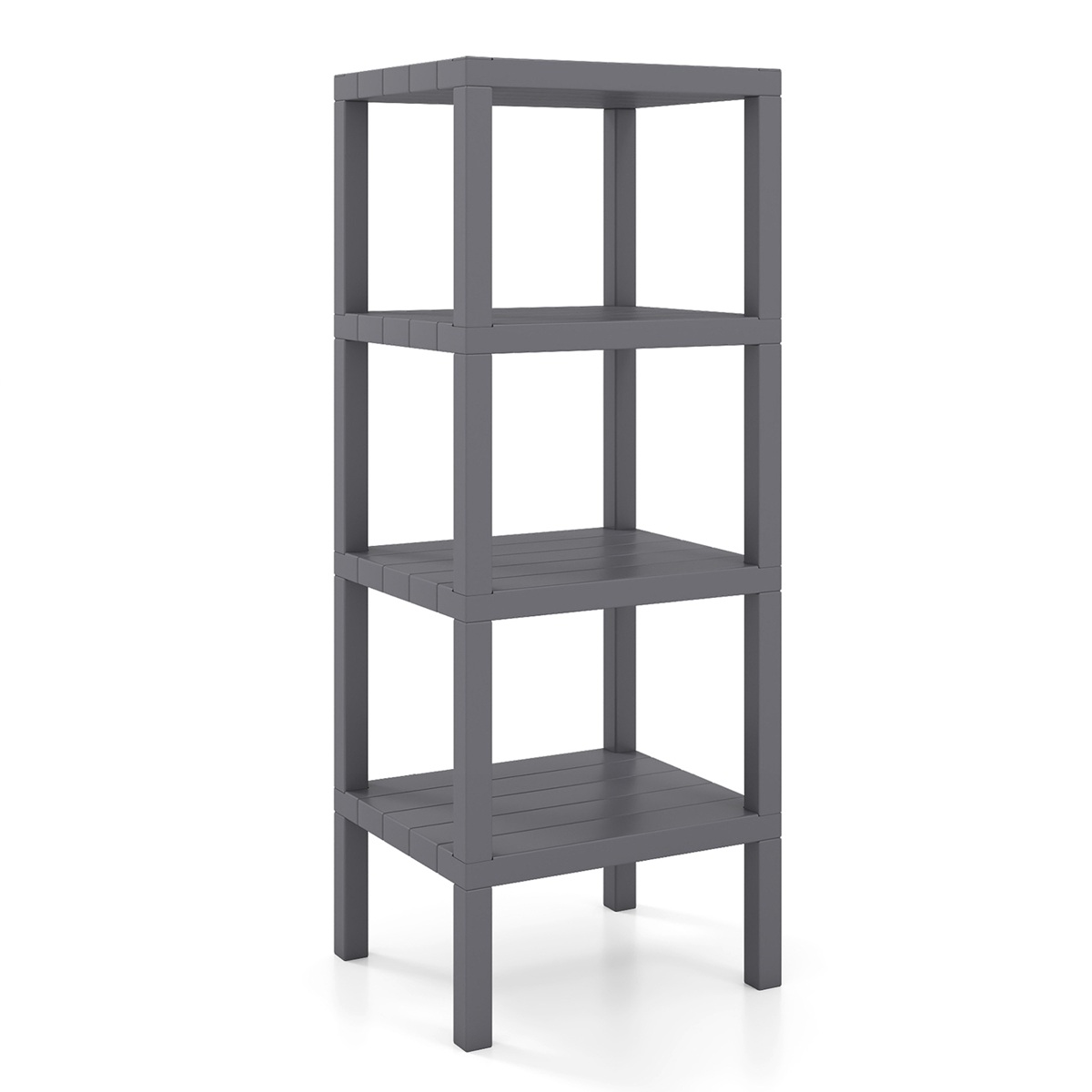 Costway Étagère de Rangement en Plastique à 4 Niveaux Meuble Utilitaire Autoportant Unité d'Organisation Étroite pour Cuisine 38 x 32,5 x 99cm Gris
