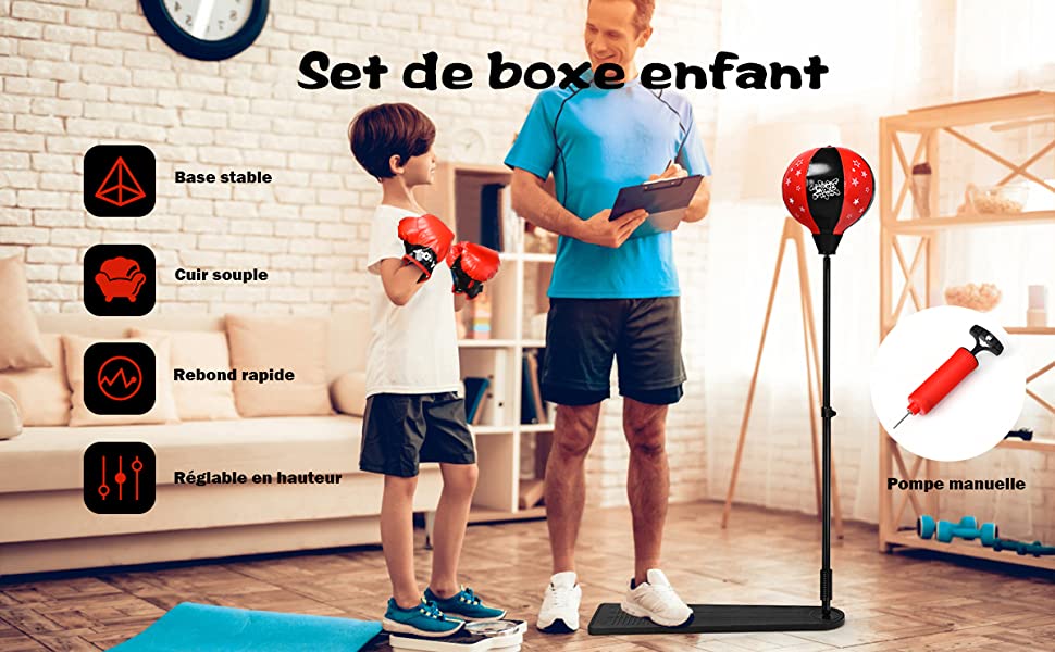 Punching Ball Set De Boxe Avec Gants De Boxe Pompe Pour Enfants