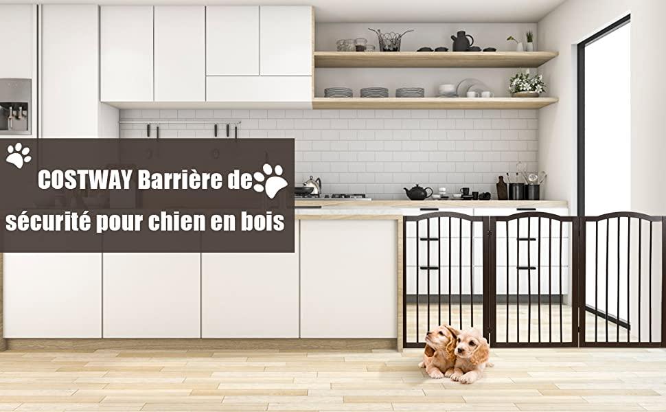 Hondenhekje voor honden in grenenhout Dierenbarrière Bruin Eenvoudig te installeren 3 stuks 153x92x2cm