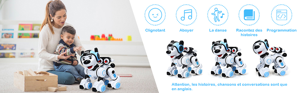 Costway chien robot télécommandé, jouet interactif pour enfants, animaux  electroniques avec chant, danse, clignotant, fonction de tir, pour garçons  et filles, pour les enfants - Conforama