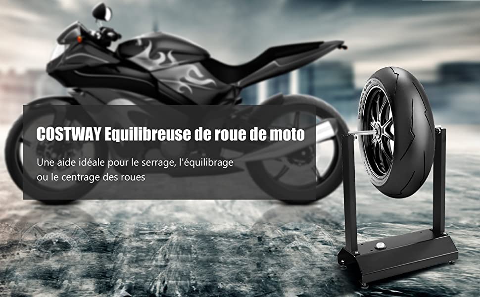 Equilibreuse de Roue Moto Vélo en Aluminium et Acier avec Les Cônes de  Centrage Réglables de Bulle - Costway
