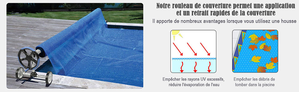Enrouleur de bâche de piscine premium KESSER, Système d'enroulement 1,05  m-6,15 m, pour bâche solaire