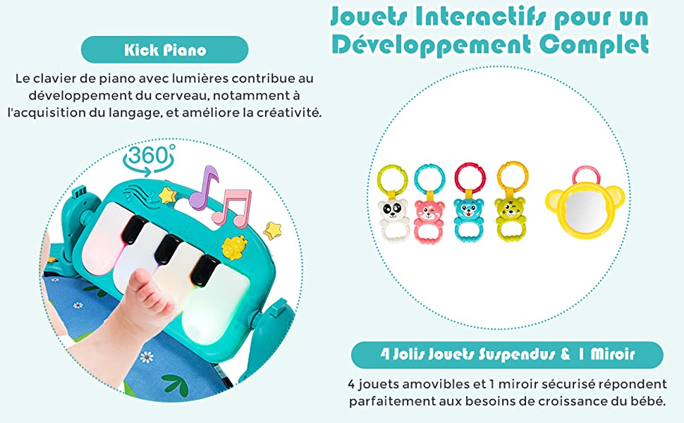 Tapis d'Eveil Musical pour Bébé 0-36 Mois OEMG T48 Pédale de Piano
