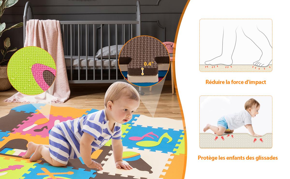Tapis Puzzle 18 Pièces BIECO - Jeu D'éveil Bébé, Alphabet, Multicolore