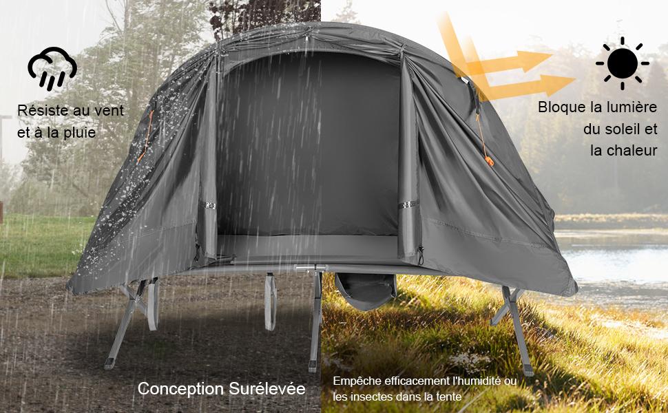 Tente avec matelas gonflable - Confort extérieur ultime