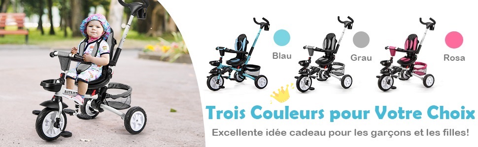 Tricycle Evolutif Pour Enfant 6 En 1 Siège Twist 360°avec Housse De Pluie  Pour Bébé à Prix Carrefour