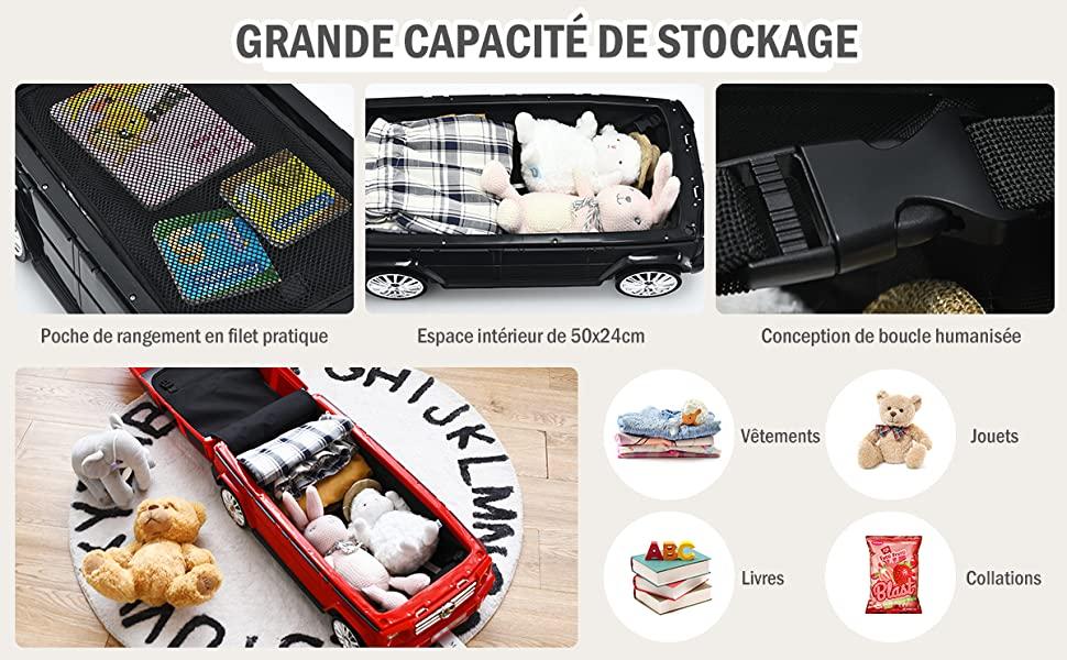 Kinderkoffer 6 wielen in Mercedes Benz autovorm bagage voor reizen 2-6 jaar 60 x 31 x 26 CM (L x B x H) zwart