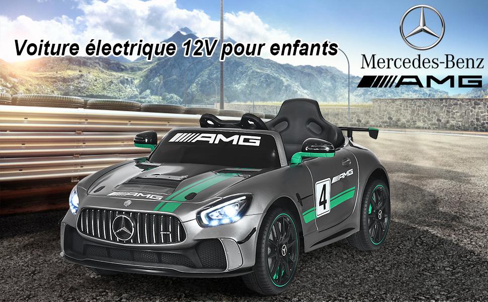 Voiture Sport Electrique 12 V pour Enfants Vitesse Max.: 5 km/h Telecommande 2.4G MP3 Effets Sonores Lumineux Argente