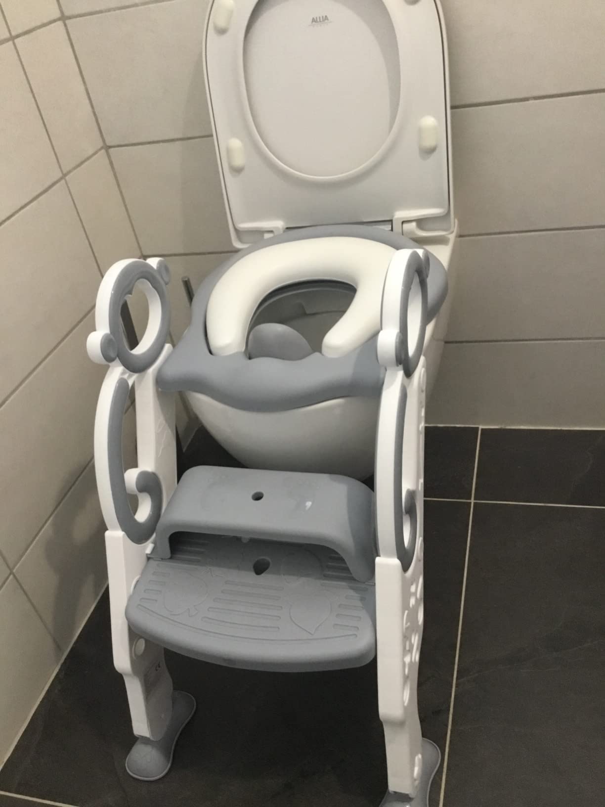 Siège de Toilette pour Enfants Pliable et Hauteur Réglable Réducteur de  Toilette pour Bébé avec Marches Larges - Costway