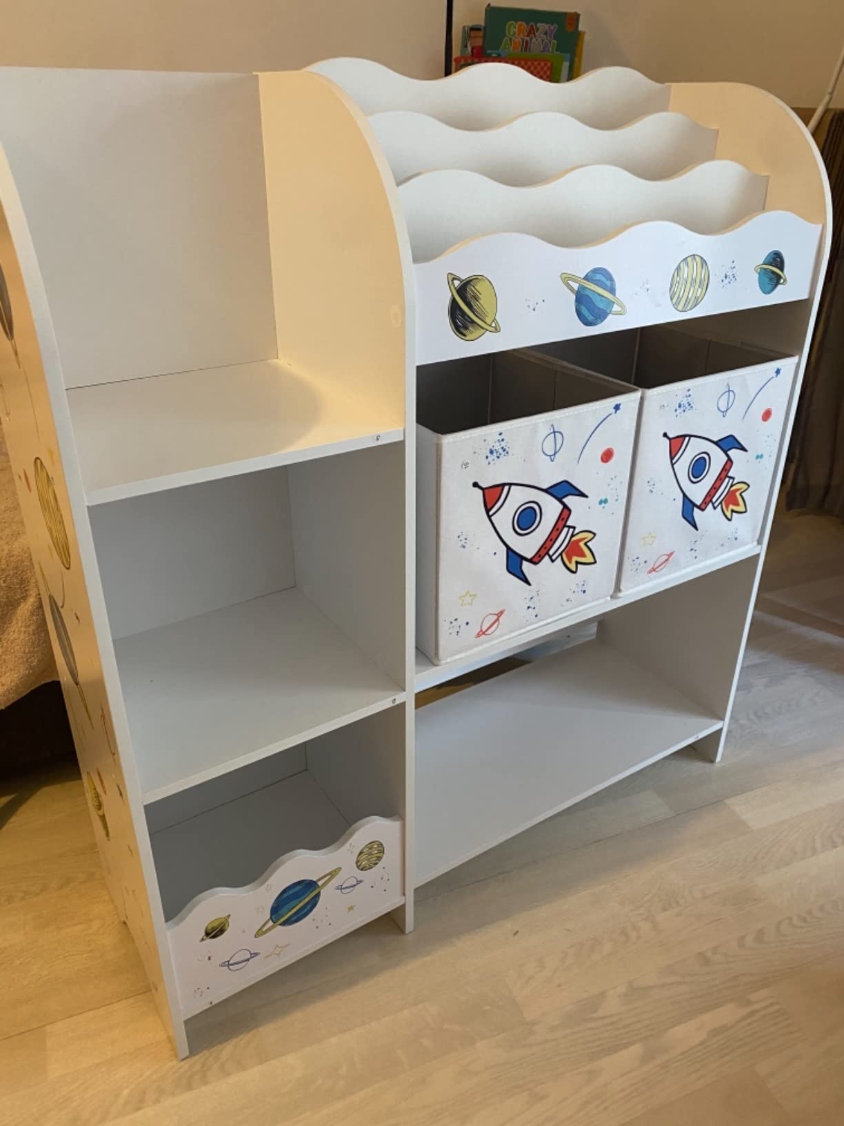Costway meuble de rangement avec espace de rangement spacieux, bibliothèque  pour enfant à jouets livres, avec dispositif anti-basculement, meuble de  rangement pour chambre, salon, 76x35,5x94 cm (blanc) - Conforama