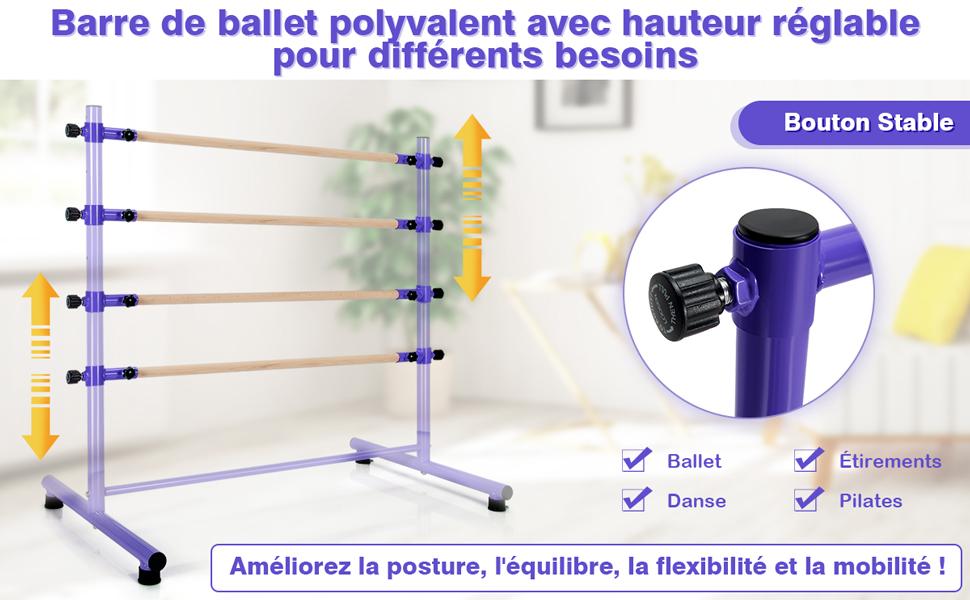 Costway Double Barre de Danse Classique pour Stretching 120x75x120 CM